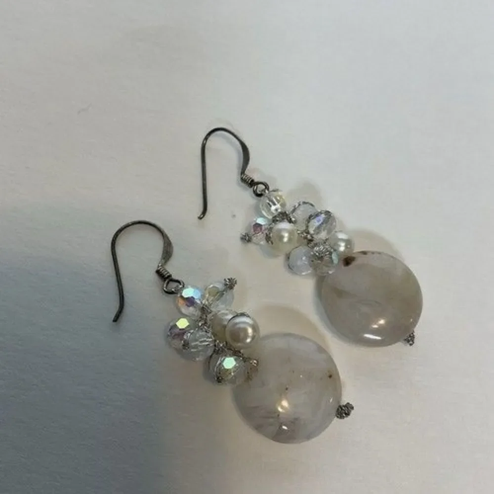NWT Pannee Women Sterling Silver/White Pearl DropDangle‎ Earrings Taiwan 1.8